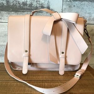 Ecosusi  briefcase PU leather laptop shoulder satchel computer bag light pink
